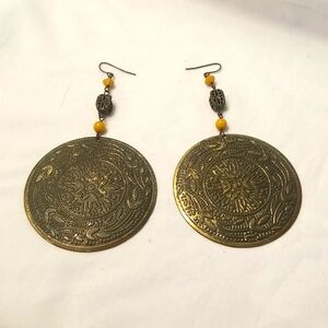 Large Medallion Earrings Detailed Lightweight